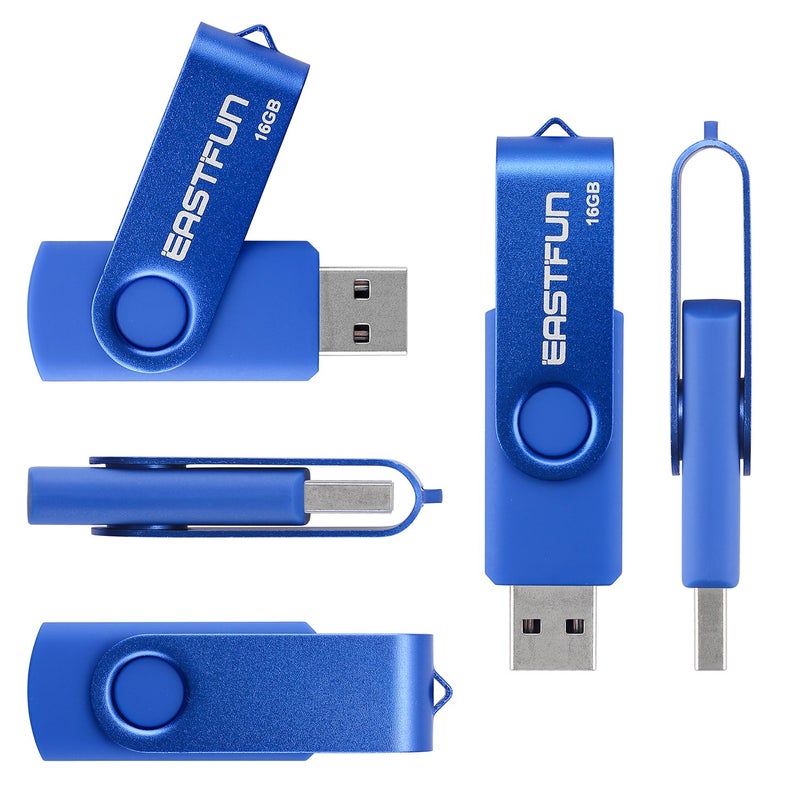 EASTFUN 3 Pcs 16GB USB 2.0 Flash Drive Fold Storage Memory Stick Thumb Drive Swivel Design, Mix Colors (Black Blue Green) - Image 2